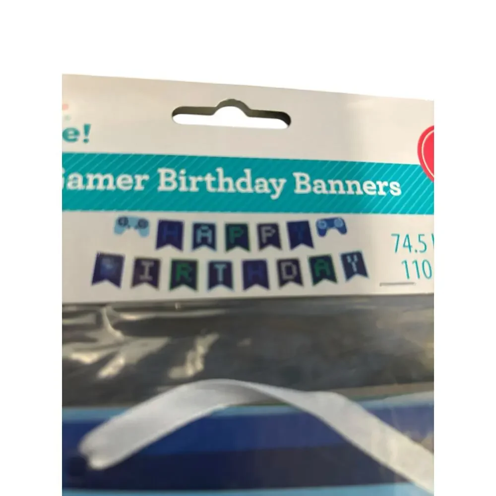 Celebrate Gamer Birthday Banner (2 piece Set Happy Birthday) NEW